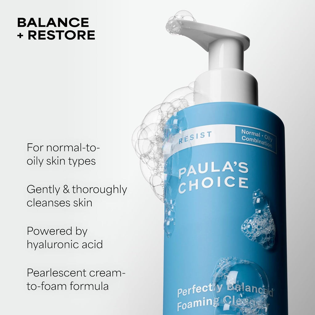 Paula's Choice RESIST Perfectly Balanced Foaming Cleanser, Hyaluronic Acid & Aloe, Anti-Ageing Face Wash, Large Pores & Oily Skin, 190 ml