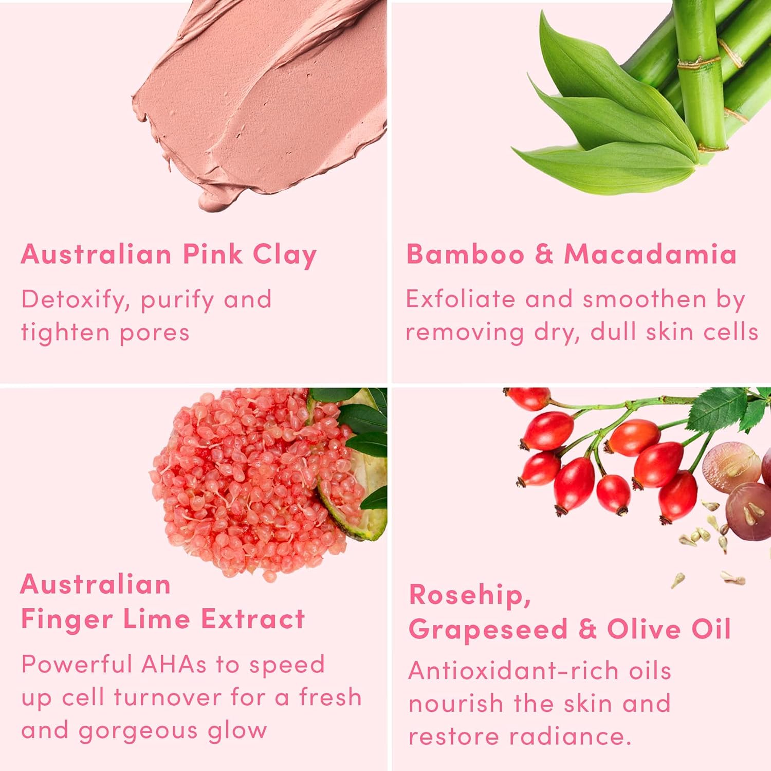 Sand & Sky Gommage exfoliant visage à l'argile rose australienne avec AHA et poudre de perles - Exfoliant doux physique et chimique pour une peau lisse, réduit la texture de la peau