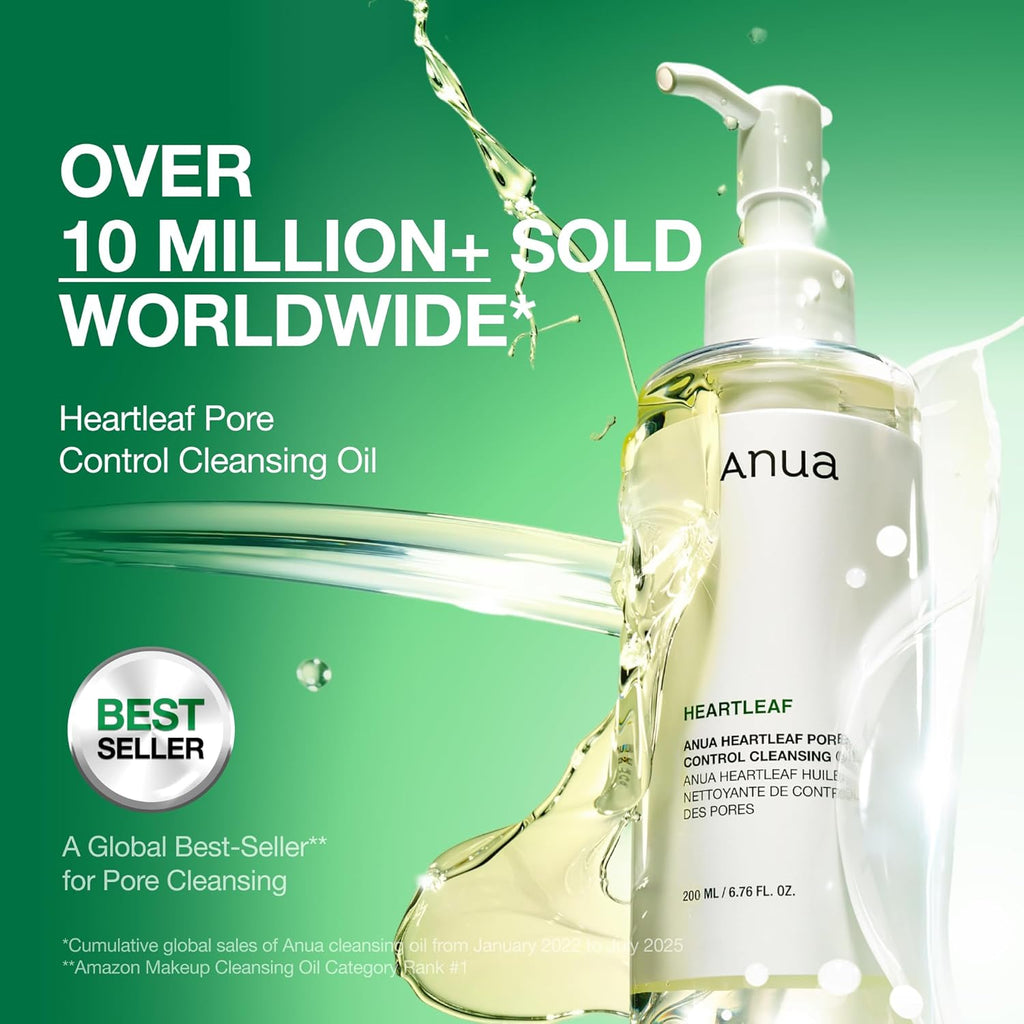 Anua Huile Nettoyante Contrôle des Pores Heartleaf, Démaquillant Huile Visage, Dissolvant Points Noirs, Soin Coréen 200ml (6.76 fl oz)