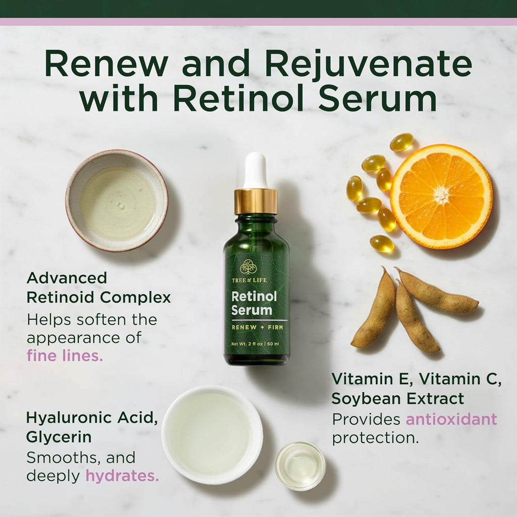 Sérum au Rétinol pour le Visage et la Peau, Format Double (60 ml), Concentration Clinique