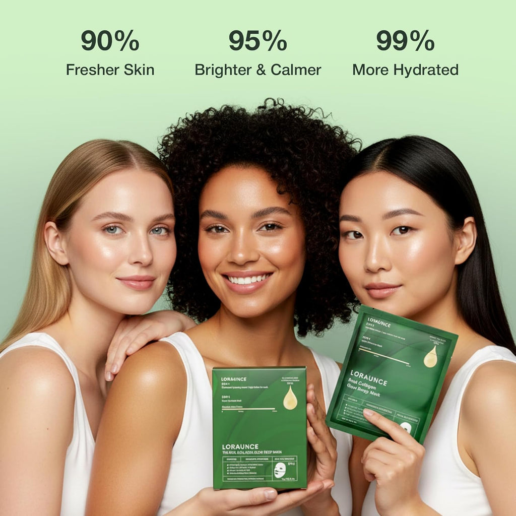 Masque visage Bio-Collagène – Masque en tissu hydratant pour une peau éclatante et lisse, minimisant les pores et améliorant l'élasticité – Masque de nuit enveloppant au collagène, Biotechnologie avancée pour les peaux sensibles