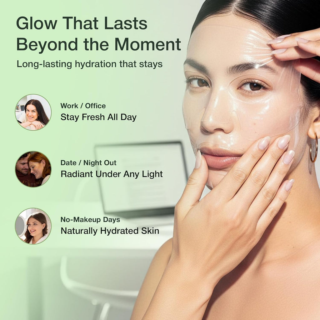 Masque visage Bio-Collagène – Masque en tissu hydratant pour une peau éclatante et lisse, minimisant les pores et améliorant l'élasticité – Masque de nuit enveloppant au collagène, Biotechnologie avancée pour les peaux sensibles