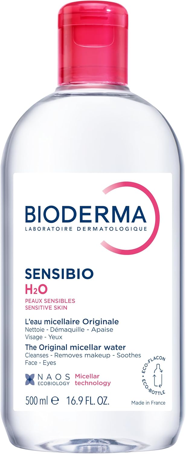 BIODERMA Sensibio H2O Eau Micellaire - Nettoyant Démaquillant Apaisant Visage pour Peaux Sensibles, 500ml