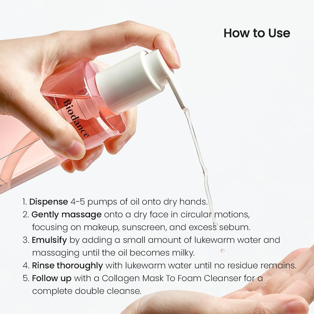 BIODANCE Huile Nettoyante au Collagène, Nettoyant Huile Visage, Démaquillant Doux non Comédogène, Élimine les Points Noirs et les Points Blancs pour Peaux Sensibles, Peaux Grasses, Soin Coréen, Cadeaux pour femmes | 6,76 fl. oz. (200 ml)