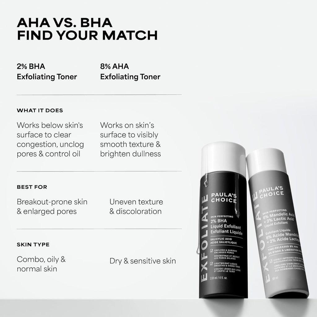 Exfoliant liquide Paula's Choice Skin Perfecting 2% BHA à l'acide salicylique, exfoliant doux pour le visage contre les points noirs, les pores dilatés, les rides et ridules, format voyage, flacon de 30 ml