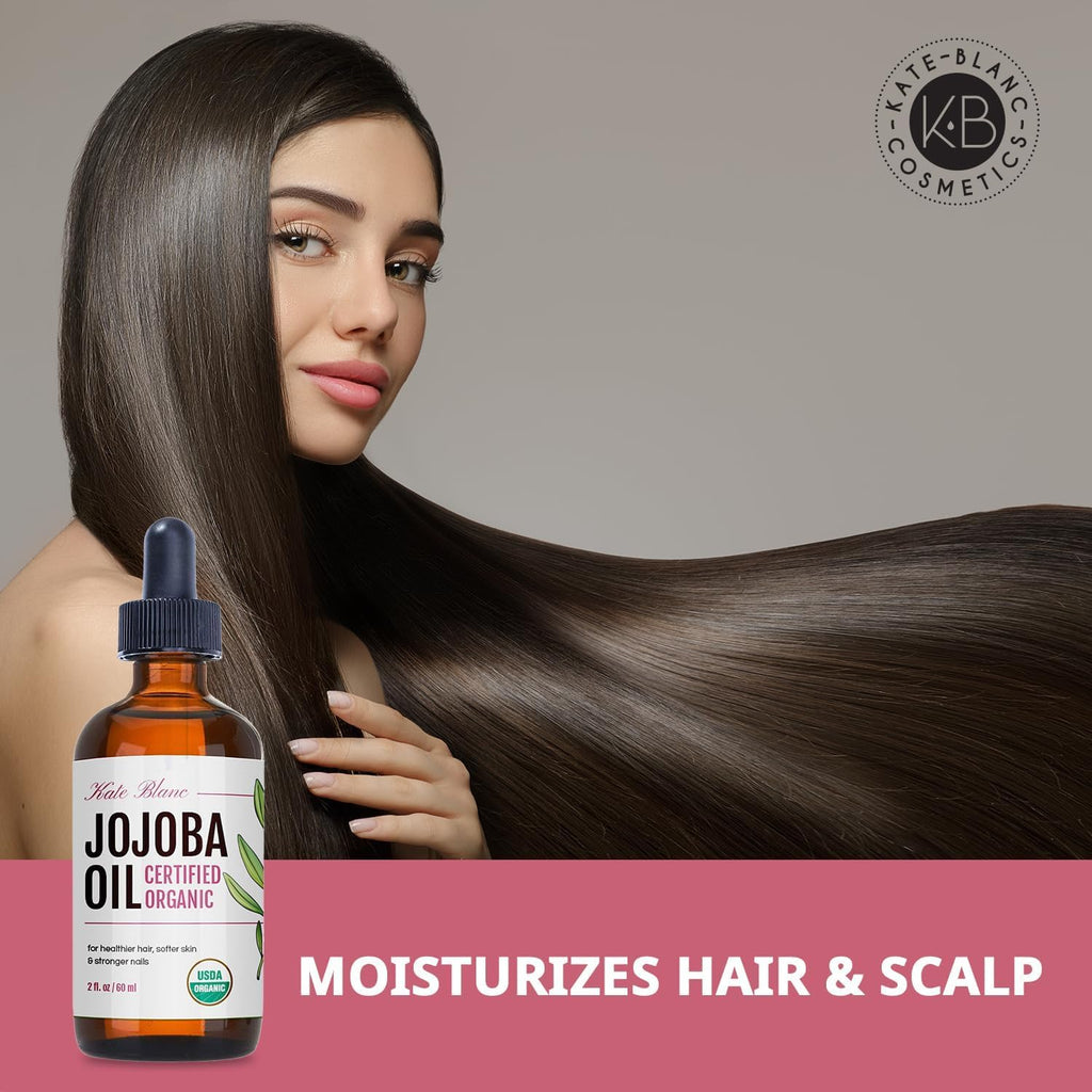 Jojoba Oil (60ml), Organic, 100 Pure & Natural, Revitalises Hair and Gives Skin a Radiant and Youthful Look, Great for Lips, Cuticles, Stretch Marks, Beard, Leaving You Vibrant and Glowing. Works for Men and Women