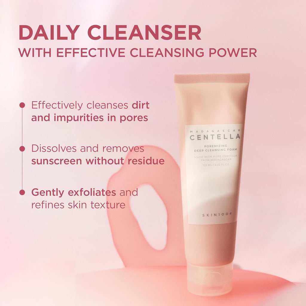 SKIN1004 Poremizing Deep Cleansing Foam, 125ml, Makeup Remover, Korean Face Cleanser with Himalayan Pink Salt & Madagascar Centella Asiatica, Gentle Facial Cleanser for Pore Care, Daily Korean Skincare