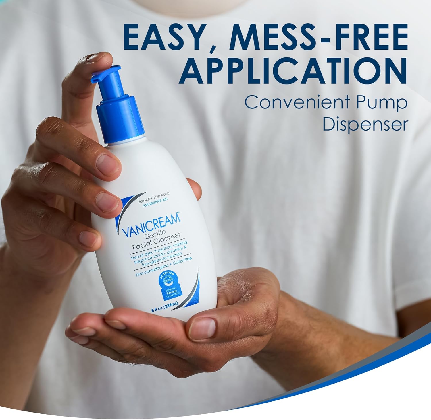 Nettoyant doux pour le visage Vanicream avec distributeur à pompe - 237 ml - Formulé sans irritants courants pour les peaux sensibles
