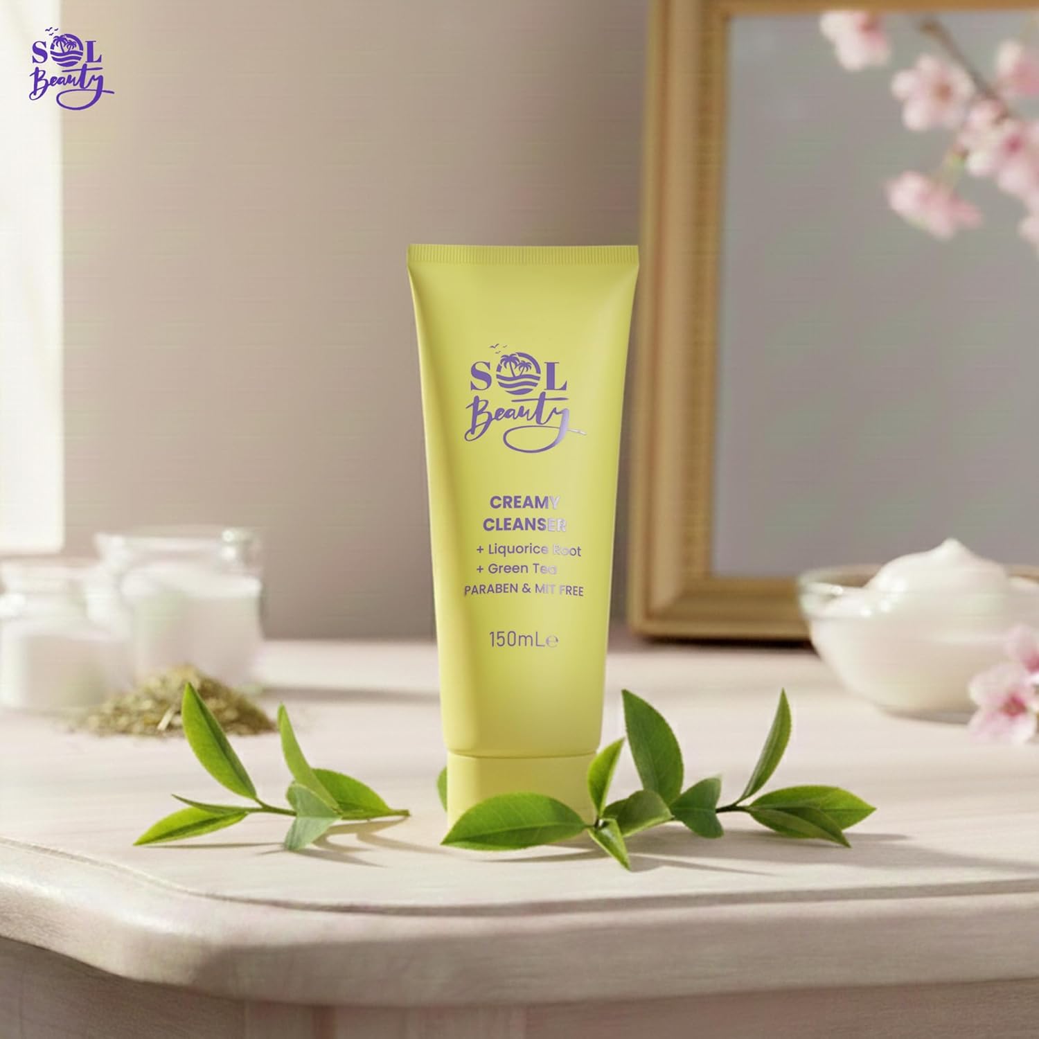 Sol Beauty Creamy Face Cleanser – Gentle Face Wash, Hydrating Facial Cleanser, Deep-Cleansing Treatment with Hyaluronic Acid & Niacinamide for Radiant, Healthy-Looking Skin – 150ml