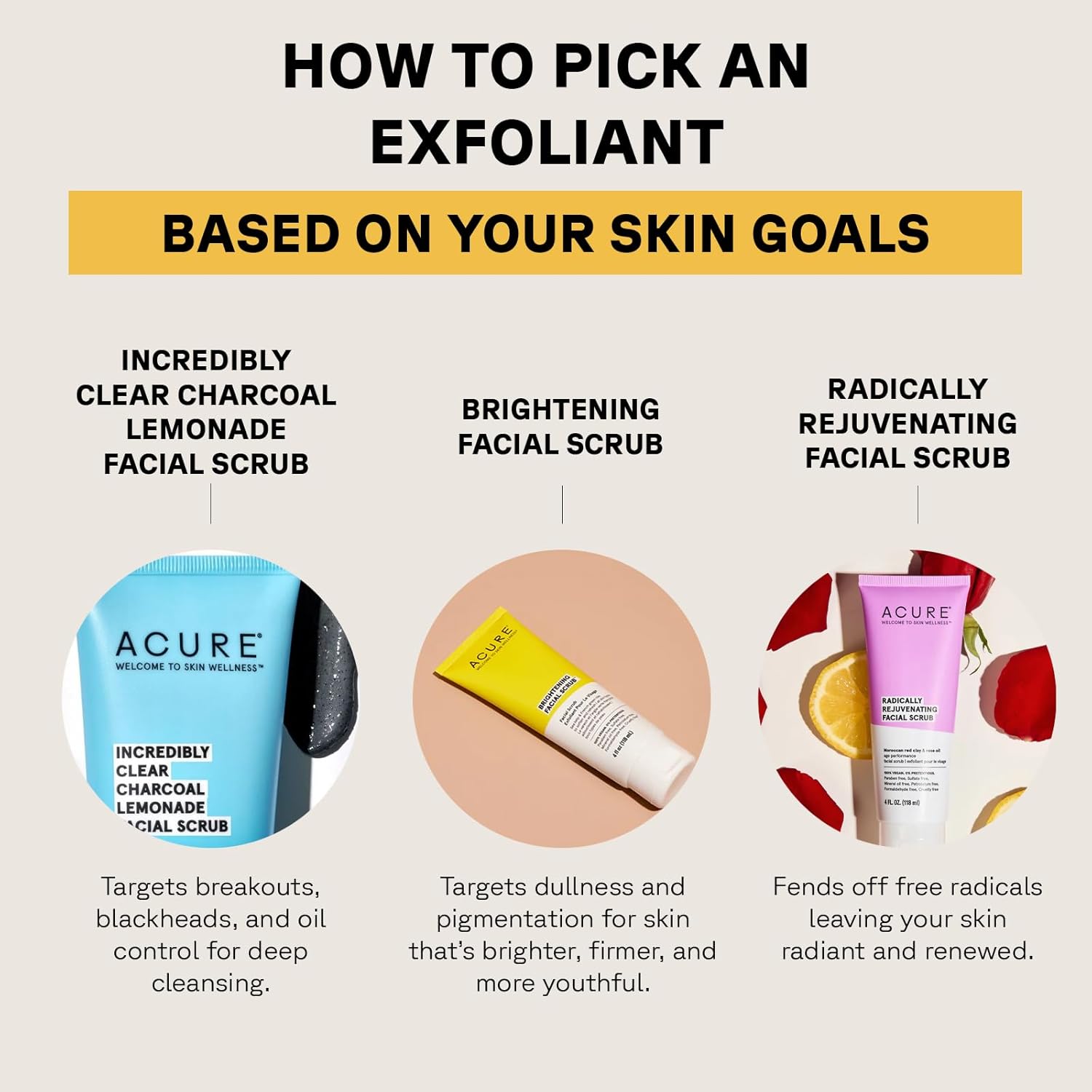 Acure Brightening Facial Scrub - Exfoliating Face Wash, Gentle Daily Scrubber & Exfoliator for Women & Men for Radiant Skin, Cleansing Wash with Sea Kelp & French Green Clay - 118ml