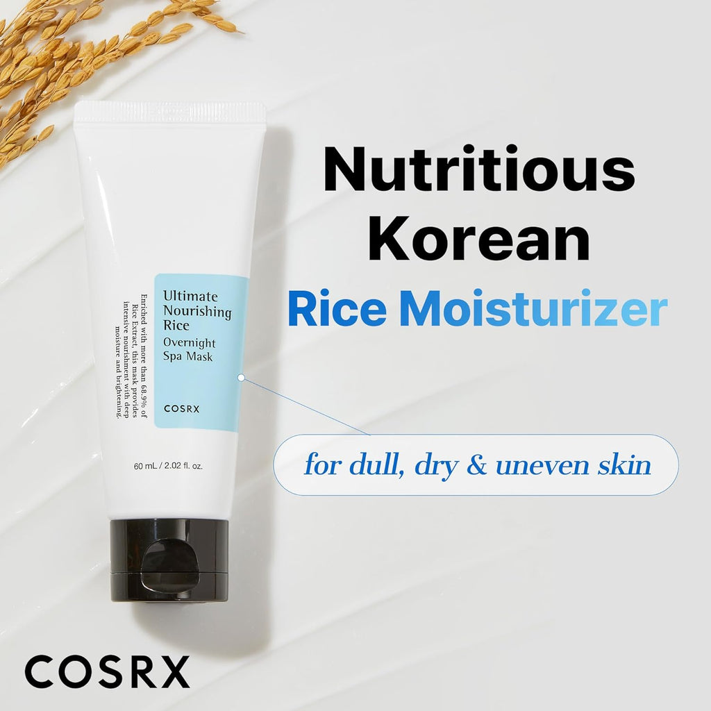 COSRX Masque de nuit spa nourrissant ultime au riz 60ml | Extrait de riz 68% et Niacinamide 2% | Soin coréen, Non testé sur les animaux, Sans parabène