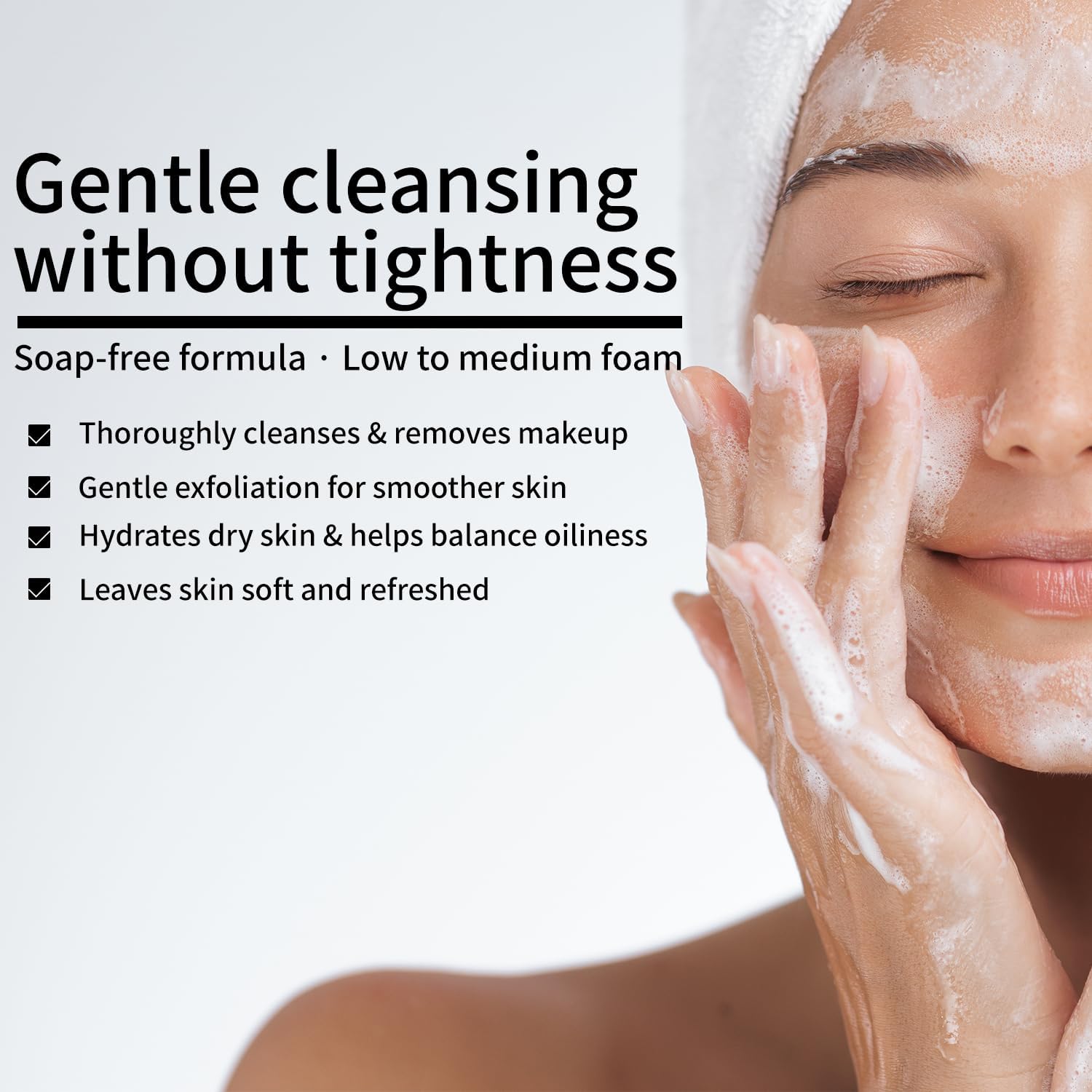 Rose Facial Cleanser Makeup Remover, Daily Face Wash Gentle Deep Pore Cleansing for Dry,Sensitive,Oily & Combination Skin Soap Free,Fragrance Free,Dye Free (300ml)