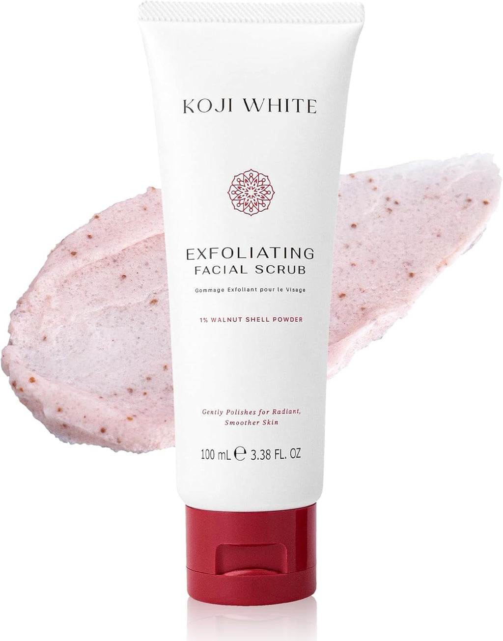 Gommage exfoliant Koji White pour le visage, nettoyant doux pour le visage avec 1% de poudre de noix, AHA, dipalmitate d'acide kojique et acide hyaluronique | Hydratant, sans parfum, végétalien, 100 ml (3,38 fl oz)