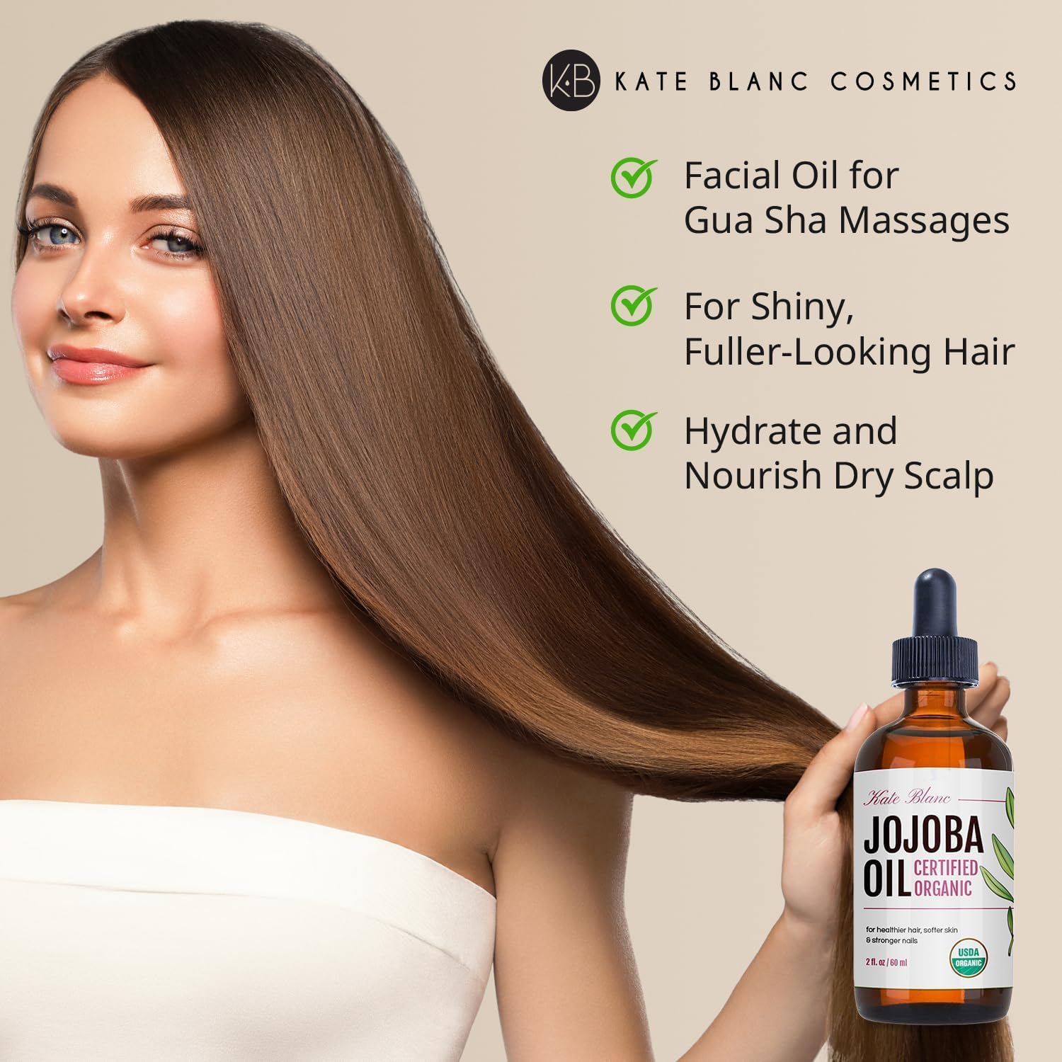 Jojoba Oil (60ml), Organic, 100 Pure & Natural, Revitalises Hair and Gives Skin a Radiant and Youthful Look, Great for Lips, Cuticles, Stretch Marks, Beard, Leaving You Vibrant and Glowing. Works for Men and Women