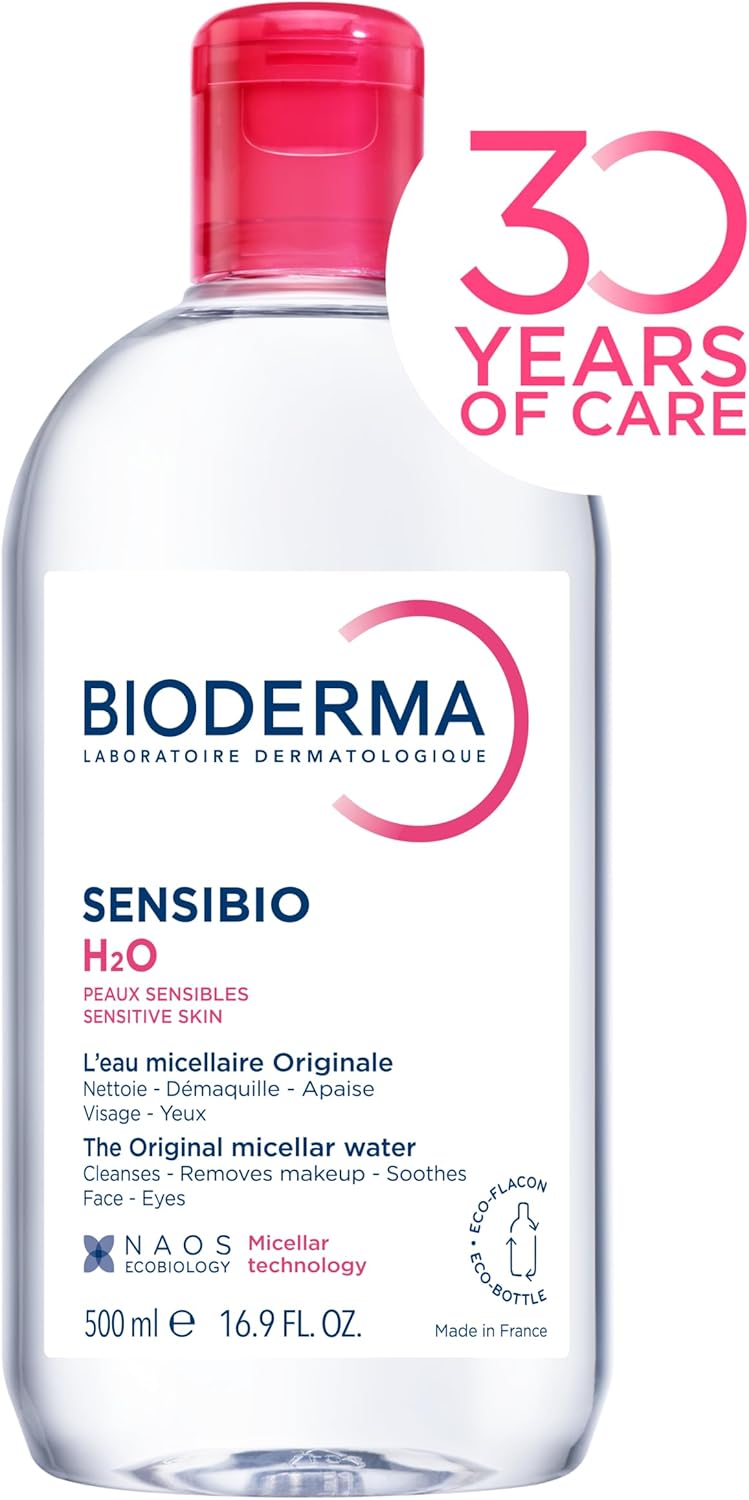 BIODERMA Sensibio H2O Eau Micellaire - Nettoyant Démaquillant Apaisant Visage pour Peaux Sensibles, 500ml