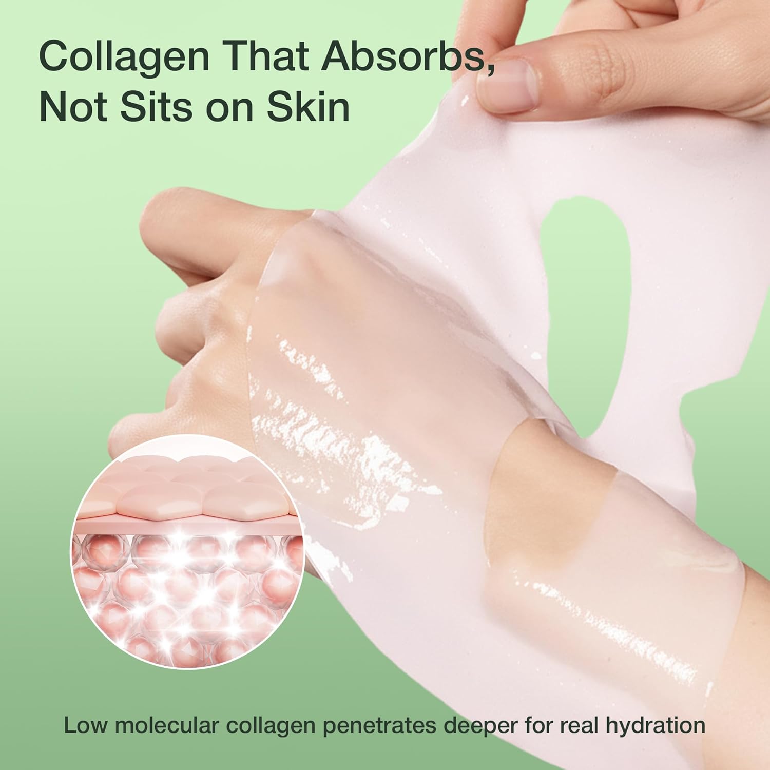 Masque visage Bio-Collagène – Masque en tissu hydratant pour une peau éclatante et lisse, minimisant les pores et améliorant l'élasticité – Masque de nuit enveloppant au collagène, Biotechnologie avancée pour les peaux sensibles