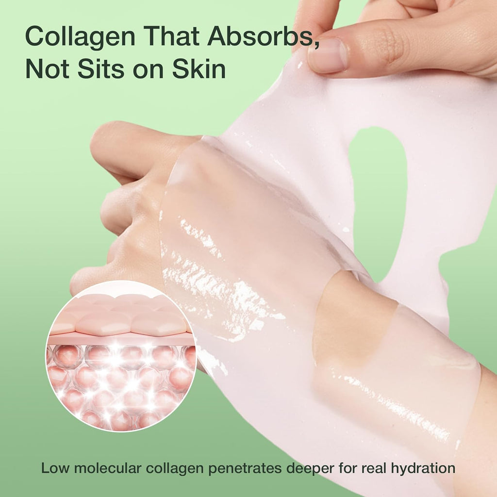 Masque visage Bio-Collagène – Masque en tissu hydratant pour une peau éclatante et lisse, minimisant les pores et améliorant l'élasticité – Masque de nuit enveloppant au collagène, Biotechnologie avancée pour les peaux sensibles