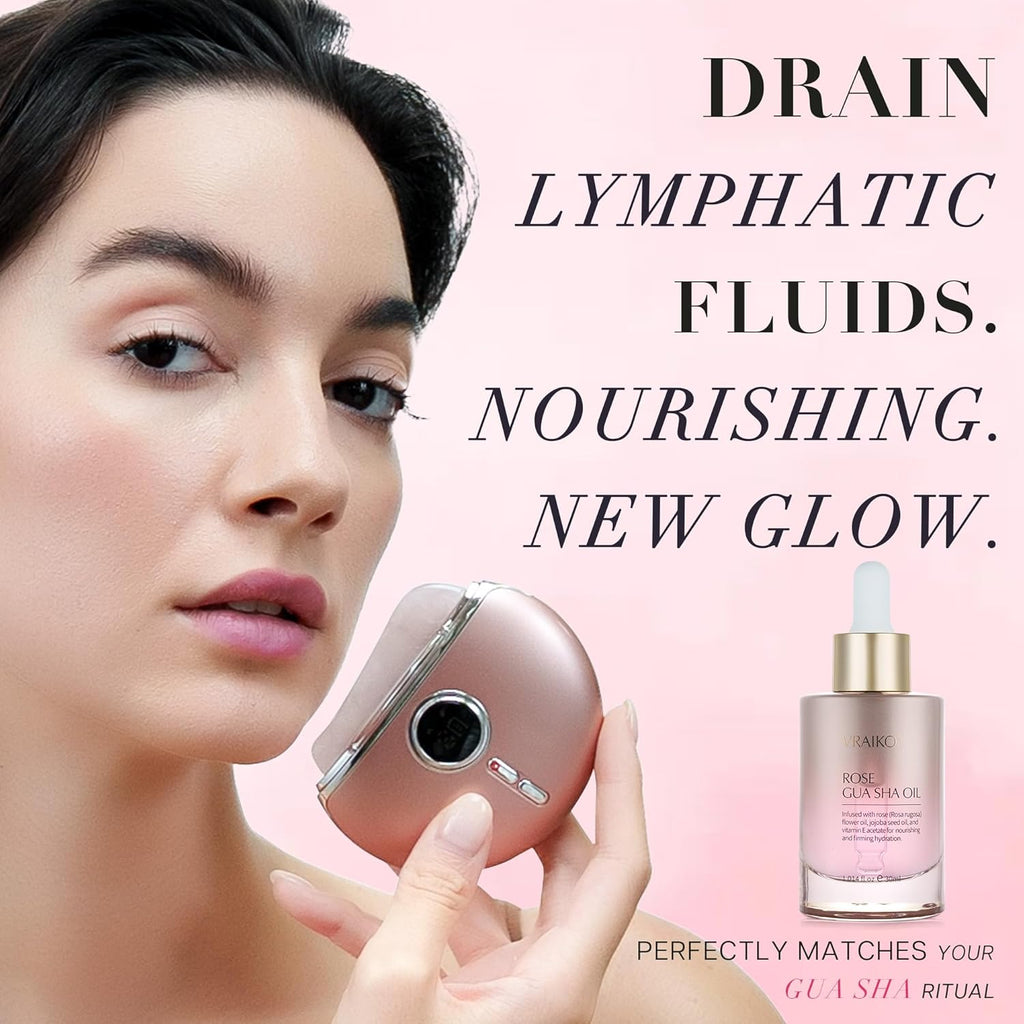 Sérum Huile Visage Gua Sha VRAIKO | Fleur de Rosa Rugosa, Huile de Jojoba et d'Olive | Hydratant & Revitalisant | À base de plantes, sans cruauté animale, naturel | 30 ml (1 fl oz)