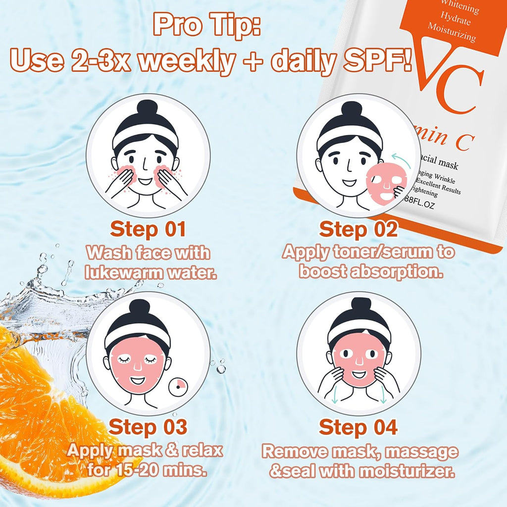 Avocado Face Mask – 10-Pack Korean Sheet Mask for Hydrating & Nourishing Skin, Facial Masks with Collagen, Ideal for Dry & Dull Skin – Face Masks Skincare