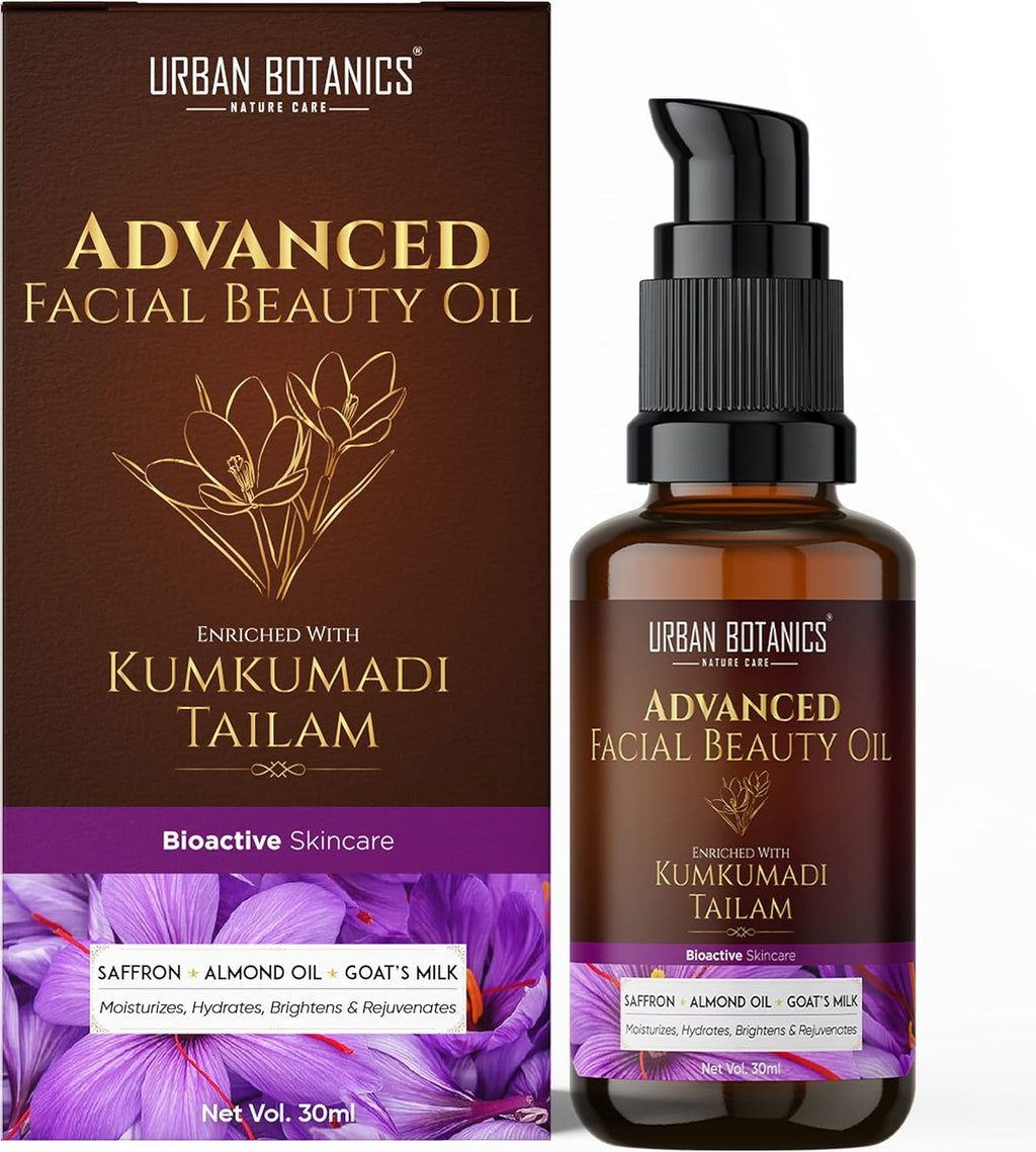 UrbanBotanics Kumkumadi Tailam pour la peau | Huile de Kumkumadi pour les rides du visage, les ridules, la pigmentation - Hommes et femmes, 30 ml