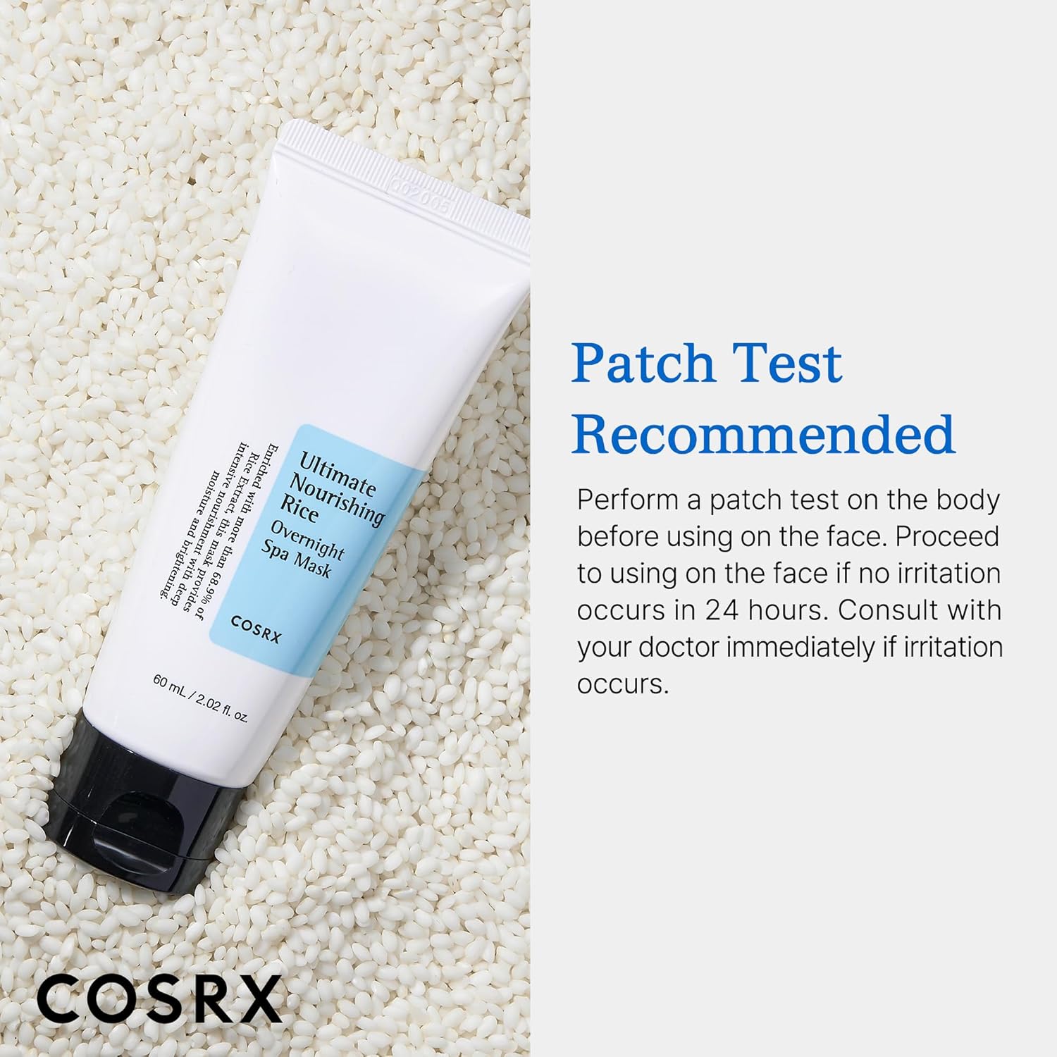 COSRX Masque de nuit spa nourrissant ultime au riz 60ml | Extrait de riz 68% et Niacinamide 2% | Soin coréen, Non testé sur les animaux, Sans parabène
