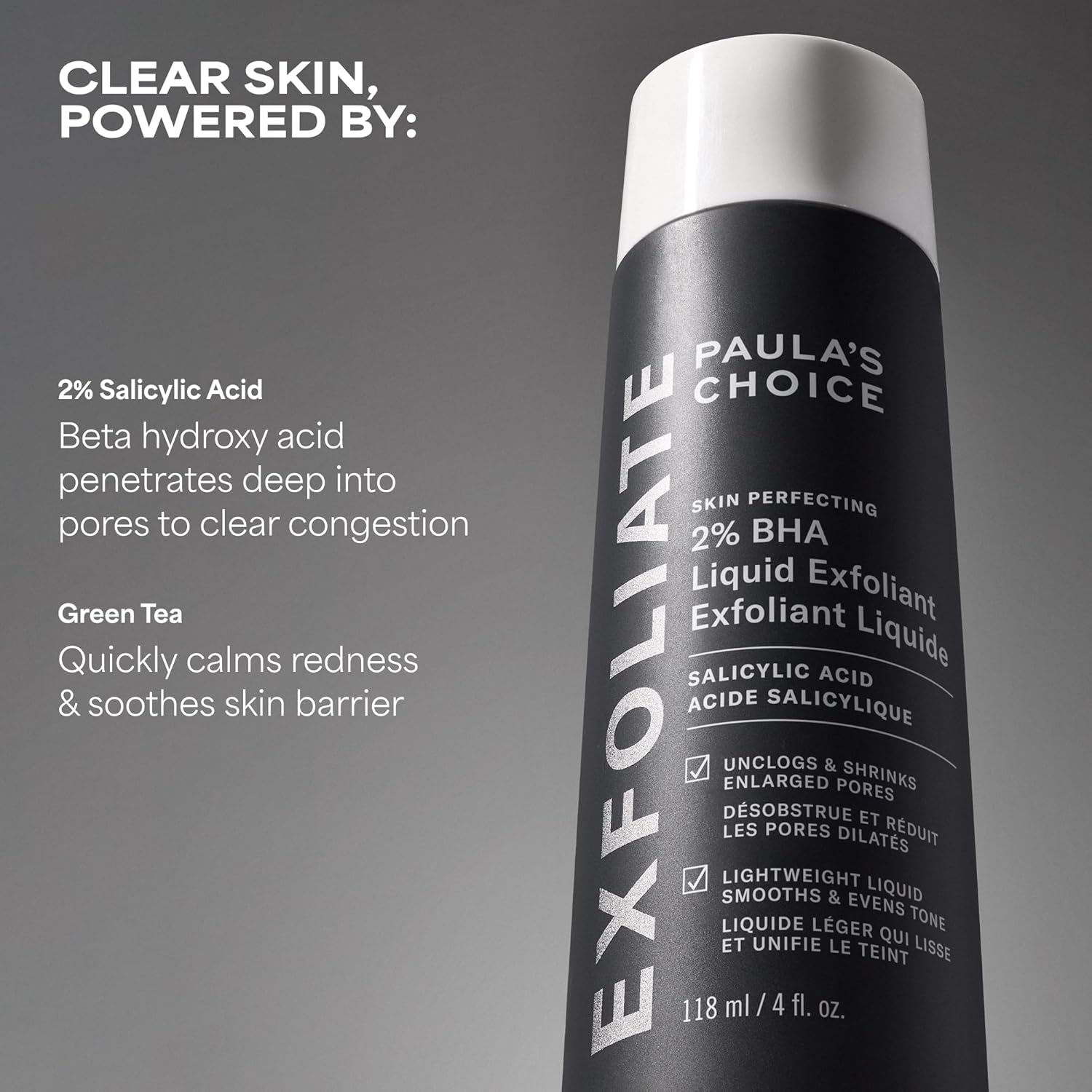 Exfoliant liquide Paula's Choice Skin Perfecting 2% BHA à l'acide salicylique, exfoliant doux pour le visage contre les points noirs, les pores dilatés, les rides et ridules, format voyage, flacon de 30 ml