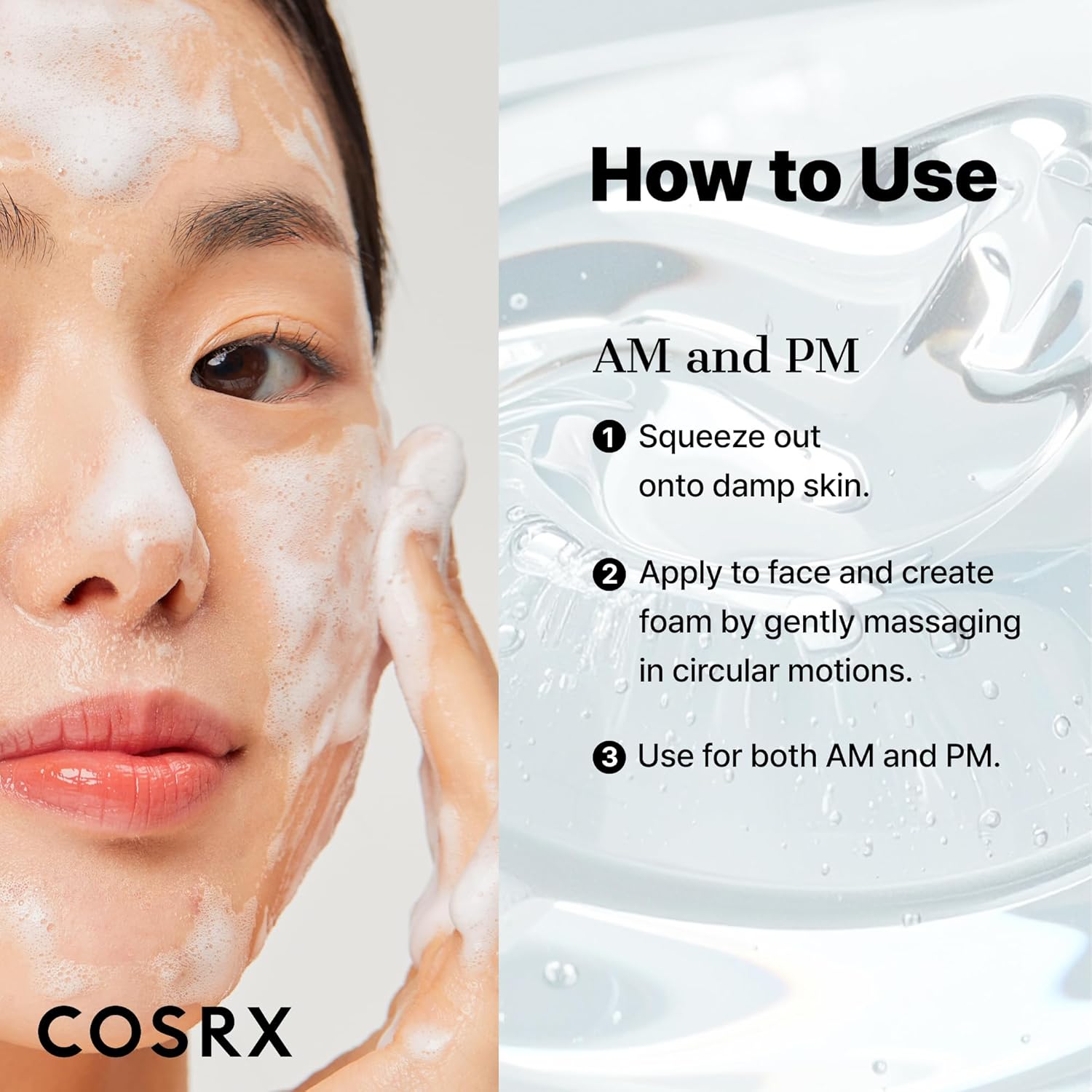 COSRX Nettoyant Gel Matin Doux pH Faible 150ml, Nettoyant Visage Doux Quotidien pour Peaux Sensibles avec BHA & Huile d'Arbre à Thé, Équilibre le pH, Sans Parabènes, Sans Sulfates, Soin Coréen