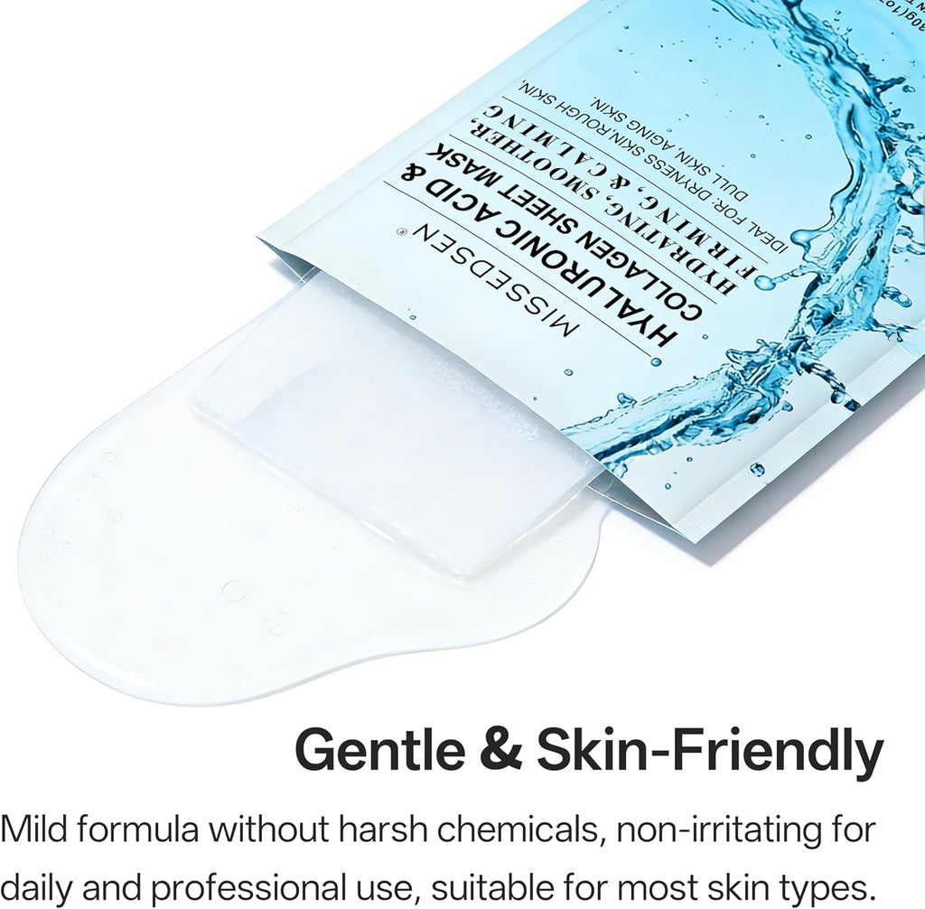 Masque facial au collagène avec acide hyaluronique, masques en tissu hydratants pour peaux sèches, sensibles, tous types de peau, 12 pièces