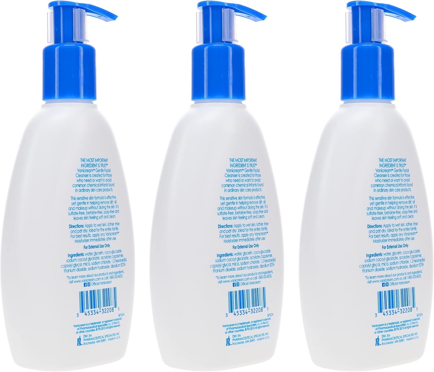 Nettoyant doux pour le visage Vanicream avec distributeur à pompe - 237 ml - Formulé sans irritants courants pour les peaux sensibles