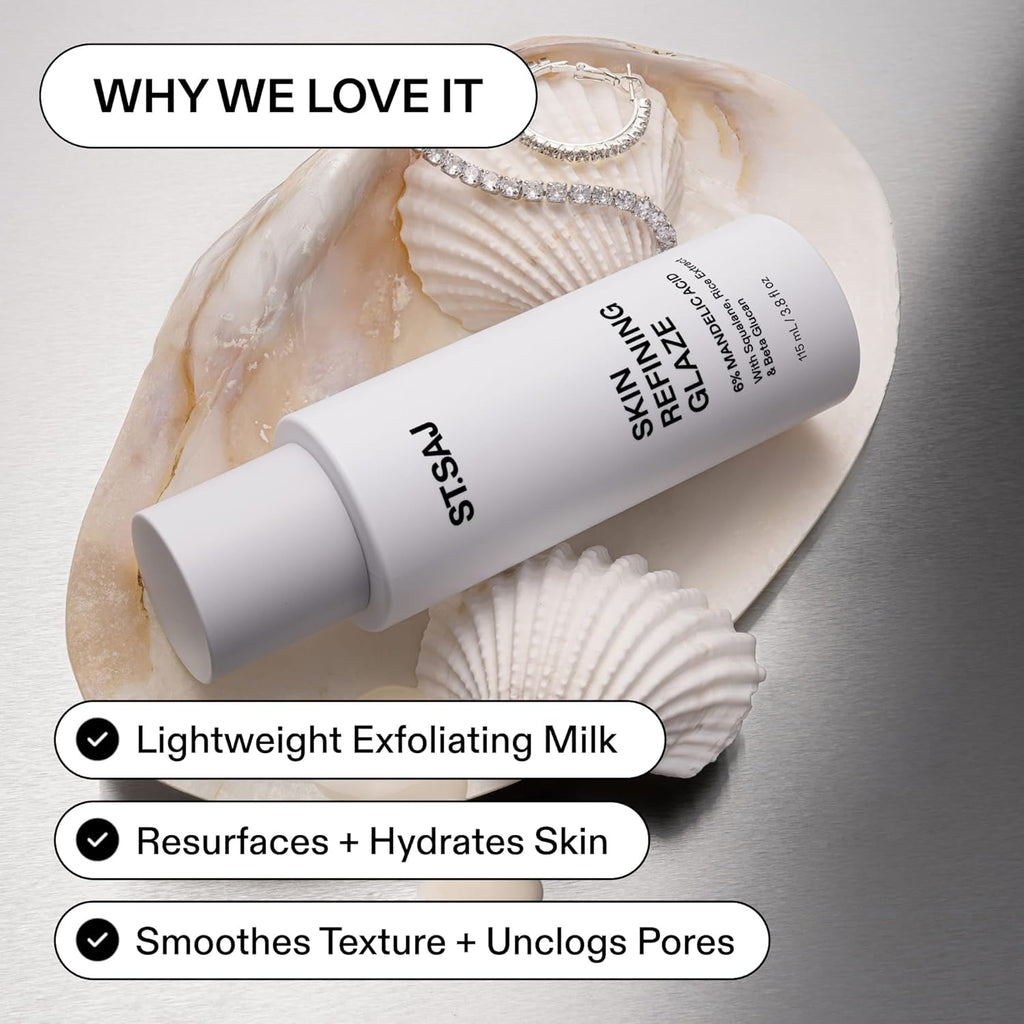 Glaçage Peau Lissée, 6% Acide Mandélique, Exfoliant Visage, Gel, Tous Types de Peau, Extrait de Riz, Bêta-Glucane, Squalane, Sans Parfum, 115ml