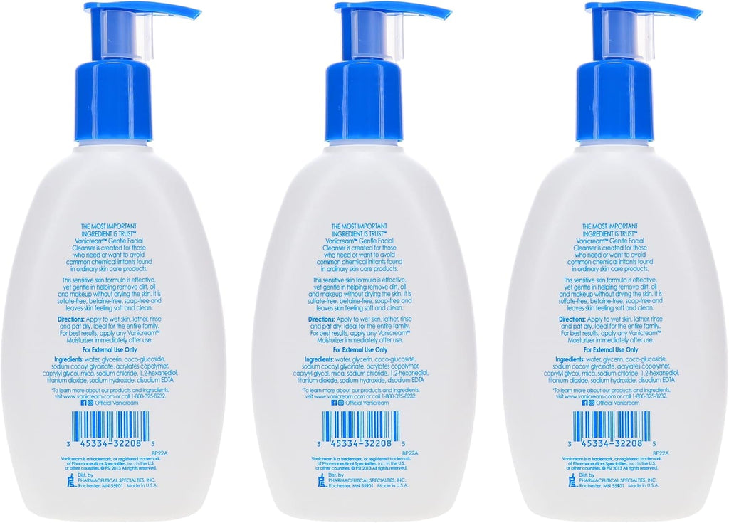 Nettoyant doux pour le visage Vanicream avec distributeur à pompe - 237 ml - Formulé sans irritants courants pour les peaux sensibles