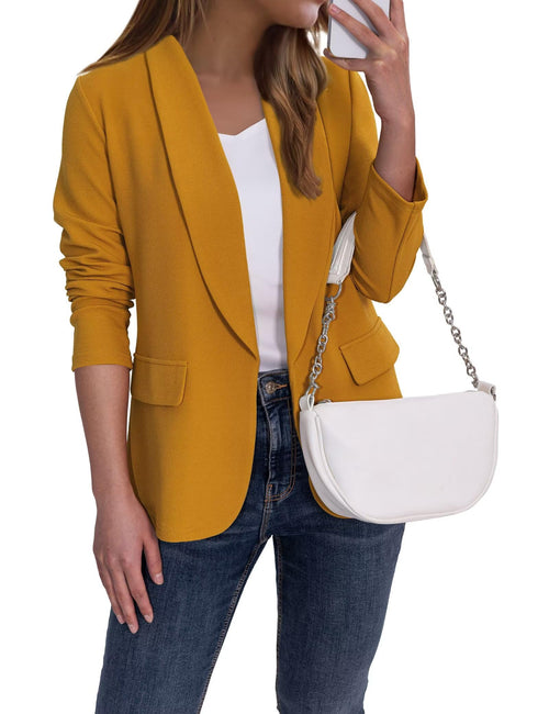 Ahlaray Women's Blazer Business Casual Lapel Collar Long Sleeve Open Front Work Office Suit Jackets Blazer, S-XL